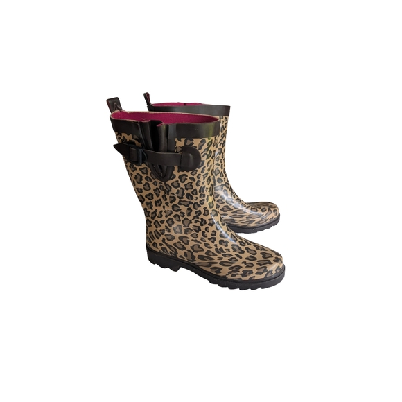 Capelli Leopard Print Women's Rain Boots - Picture 1 of 1